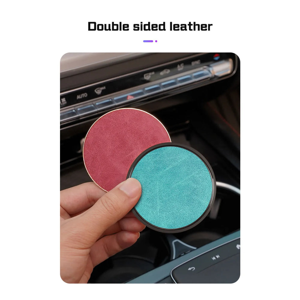 2Pcs Leather Car Coaster Anti-slip Mat Cup Holder Pad For BMW X1 X2 X3 X4 X5 X6 X7 1 3 5 6 7 Series E60 E90 E70 G20 G30 G7