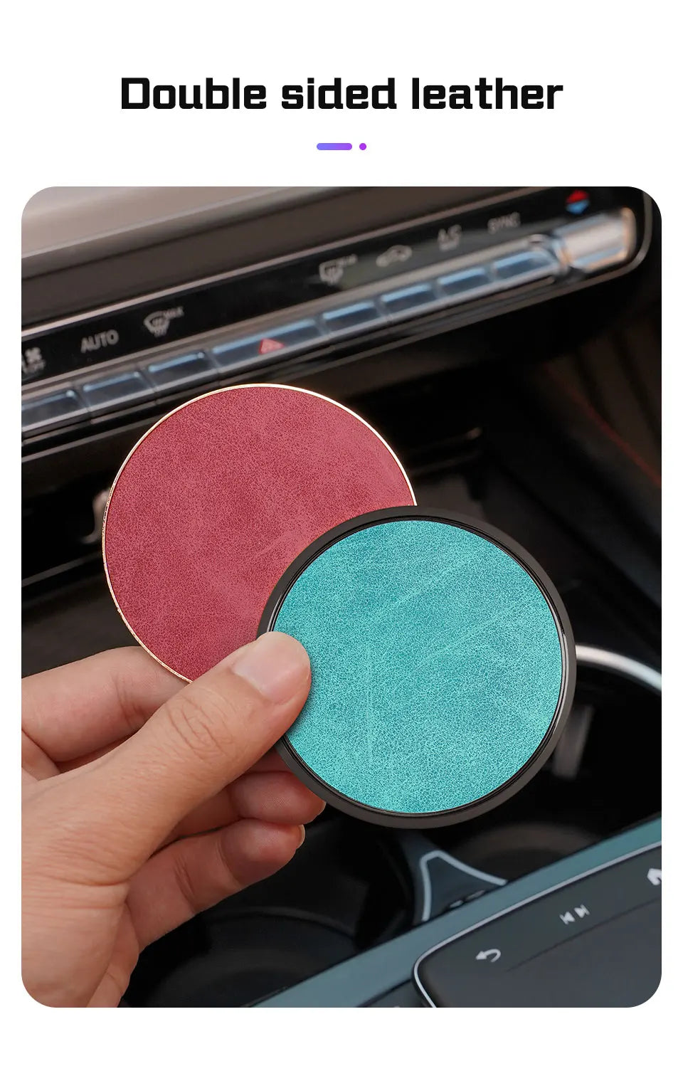 2Pcs Leather Car Coaster Anti-slip Mat Cup Holder Pad For BMW X1 X2 X3 X4 X5 X6 X7 1 3 5 6 7 Series E60 E90 E70 G20 G30 G7