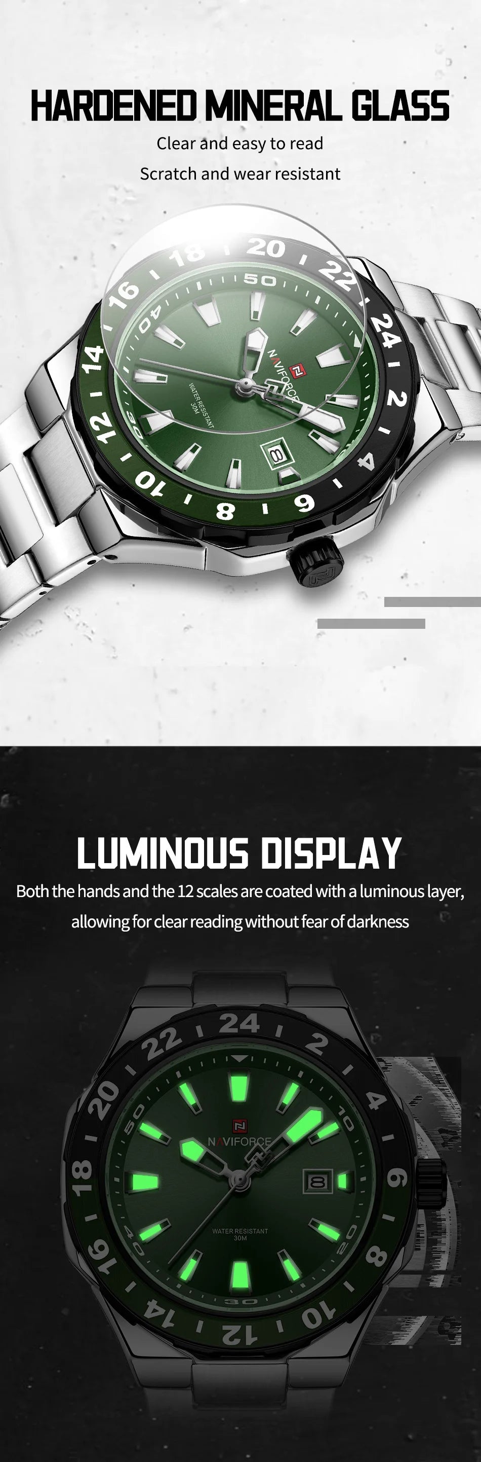 NAVIFORCE Luxury Watch for Men Quartz 3ATM Waterproof Stainless Steel Watches Business Fashion Men's Wristwatch2025