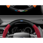 For Ford Mondeo Focus Raptor Puma Edge Explorer Ecosport Ranger F150 Kuga Car Suede Carbon fiber Anti-slip Steering Wheel Cover