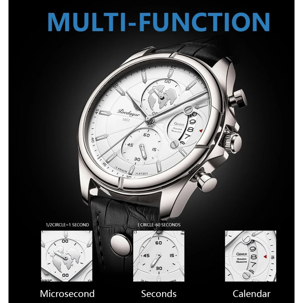 POEDAGAR Luxury Man Wristwatch Chronograph Date Waterproof Leather Men Watch Casual Quartz Men's Watches Sports Male Clock Reloj