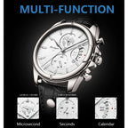 POEDAGAR Luxury Man Wristwatch Chronograph Date Waterproof Leather Men Watch Casual Quartz Men's Watches Sports Male Clock Reloj