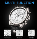 POEDAGAR Luxury Man Wristwatch Chronograph Date Waterproof Leather Men Watch Casual Quartz Men's Watches Sports Male Clock Reloj