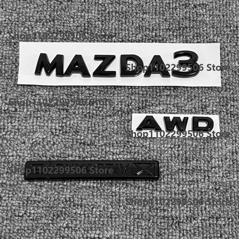 glossy black ABS Car Front Grille Eemblem Rear Trunk Badge Replace stickers  SKYACTIV  GX For 2019-2025 Mazda 3 Logo Accessories