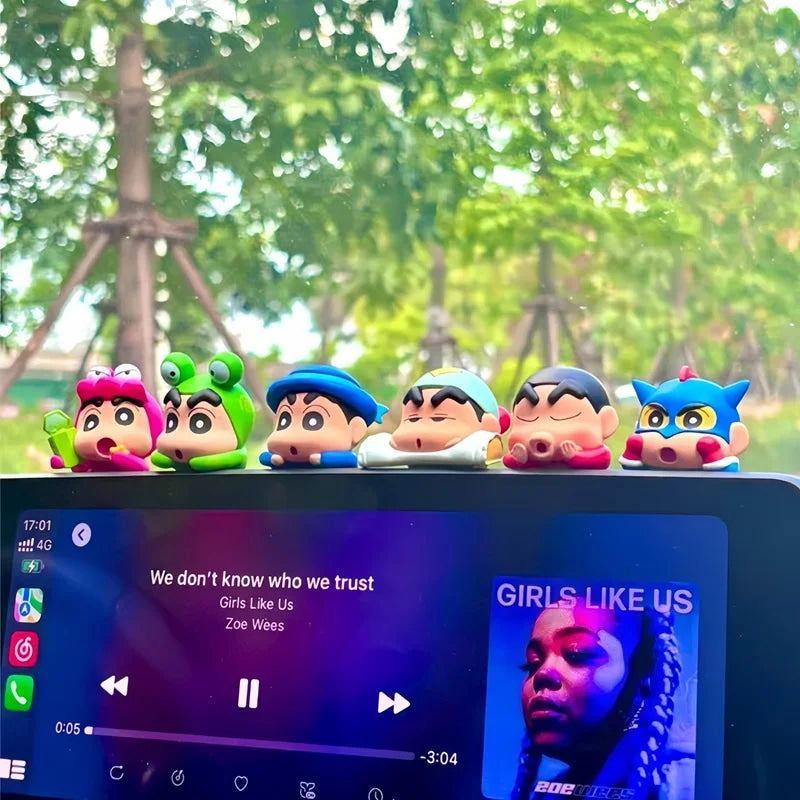 Kucikuji Original Crayon Shin Chan Blind Boxs Toys Kawaii Figures Anime Model Mobile Phone And Computer Screen Car Ornament Toys