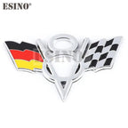 3D V8 Metal Zinc Alloy National Flag Badge Car Adhesive Emblem for Italy France Germany England America US Flag Body Fender