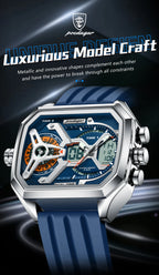 POEDAGAR Top Luxury Men Clock LED Calendar Week Luminous Man Wristwatch Electronic Rectangle Silicone Strap Quartz Men's Watches