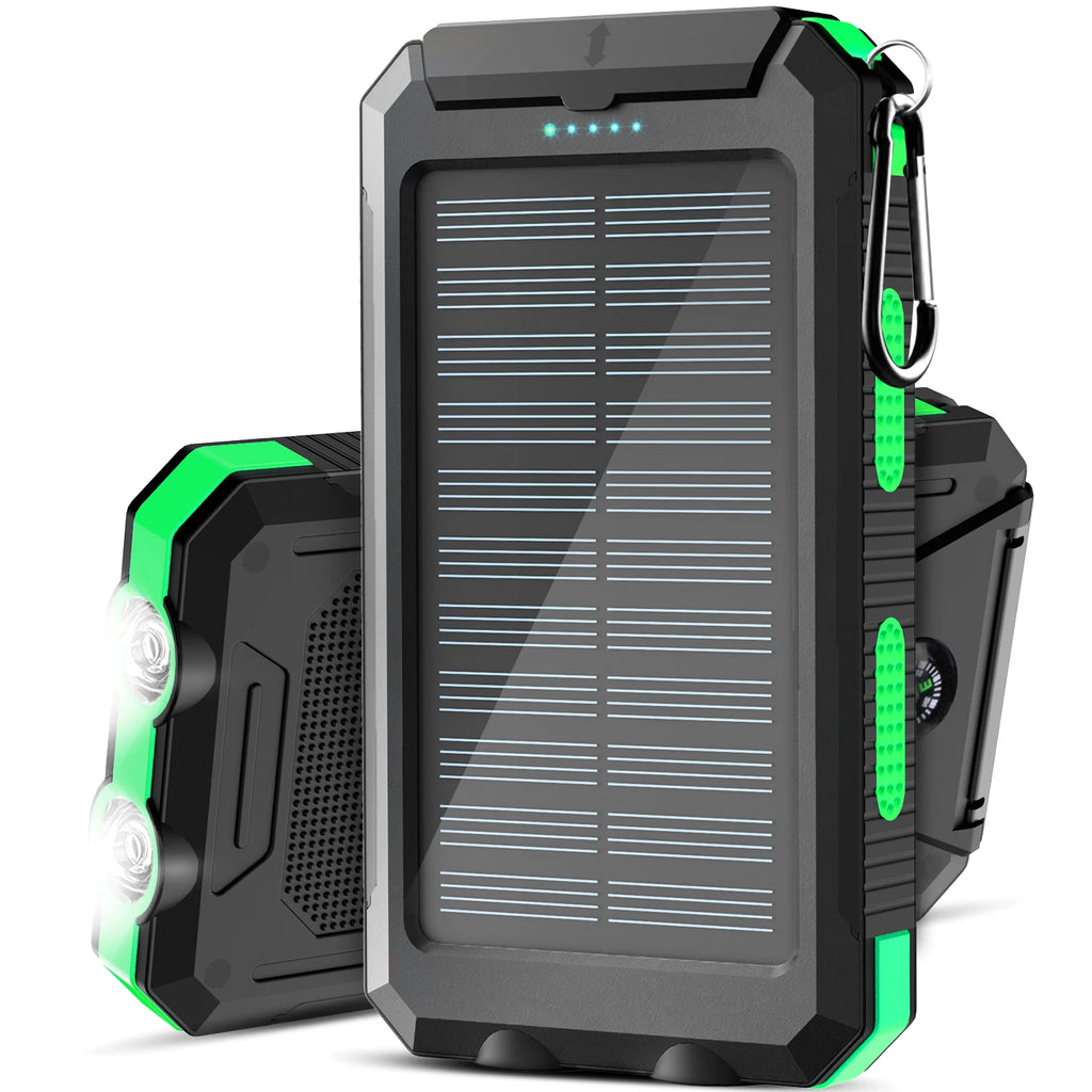 Banco de energía solar de 38800 mAh con cable incorporado, fuente de alimentación móvil universal liviana y de gran capacidad para teléfonos móviles