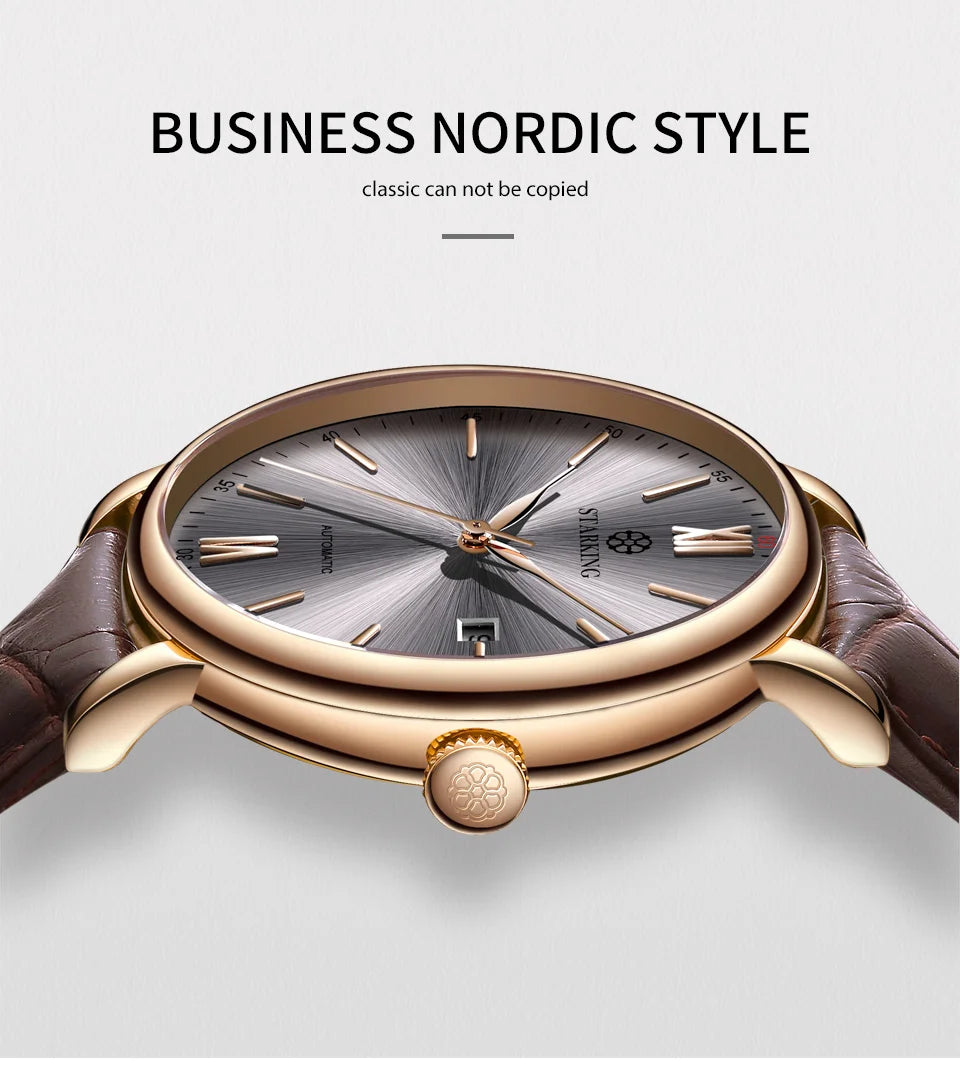 STARKING Sapphire 8215 Automatic Watch Fashion Sports Business Casual Wristwatch Waterproof Wear-resistant Watch Gifts for Men