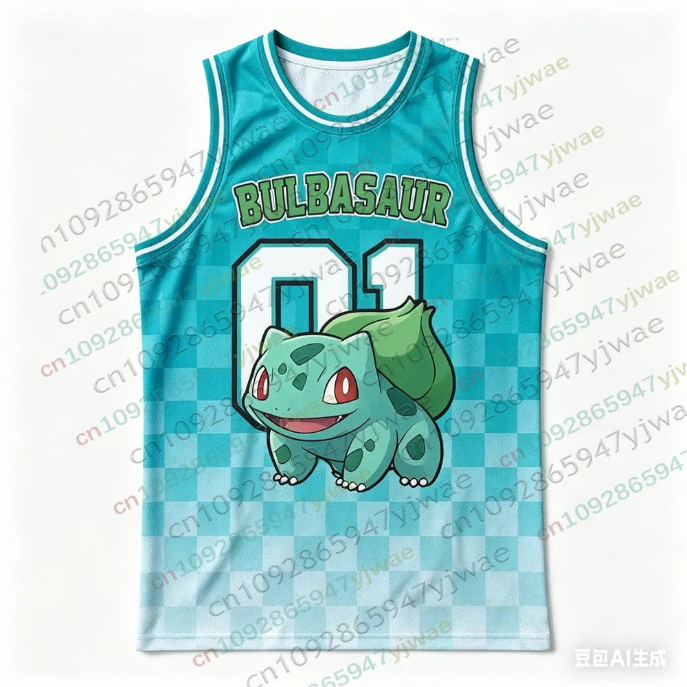 Basketball Jersey Pikachu Charizard Eevee Anime Tank Top Loose Quick Drying Breathable Sportswear VEST Summer Men's Tank Top