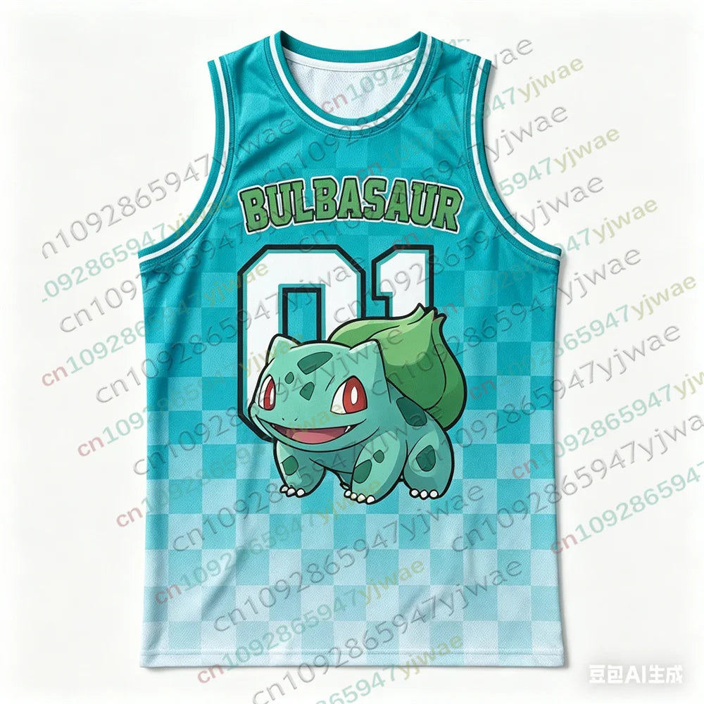 Basketball Jersey Pikachu Charizard Eevee Anime Tank Top Loose Quick Drying Breathable Sportswear VEST Summer Men's Tank Top
