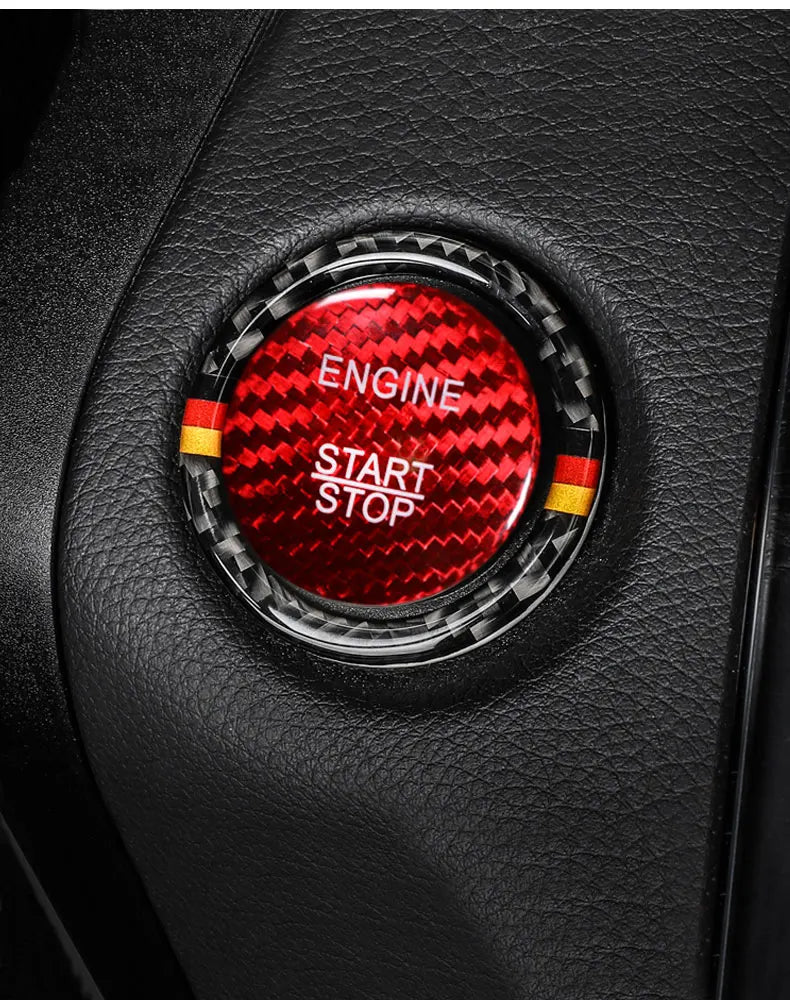 BETTERHUMZ Carbon Fiber For Mercedes Benz W204 W205 W212 C E Class Car Engine Start Stop Button Trim Ring Sticker Accessories