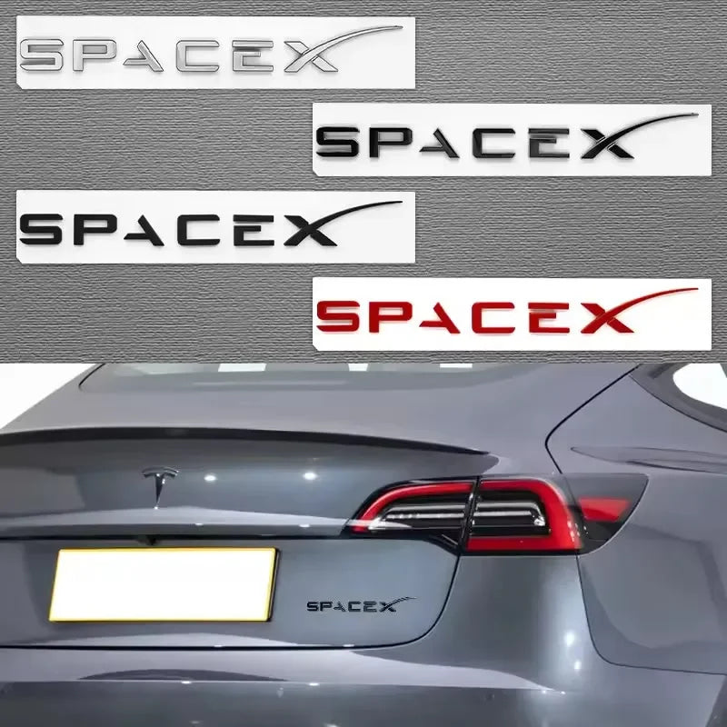 3D ABS Logo Letters Car Trunk Fender Side Badge Decal For Tesla Model Y/S/3/X Space X Emblem Sticker Accessory