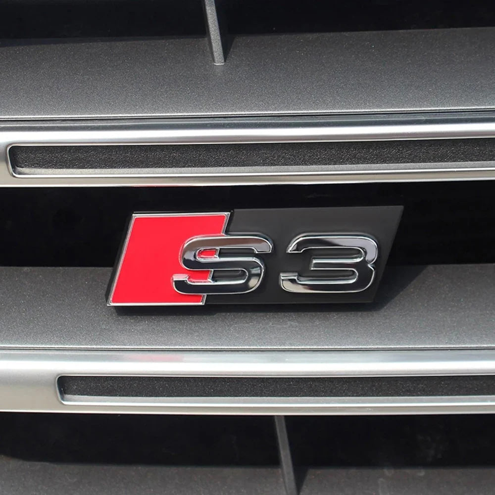 1pc ABS For Audi S4 S3 S5 S6 S7 S8 Letters Car Front Grille Hood Badge Emblem Logo Stickers Auto Exterior Decoration Accessories