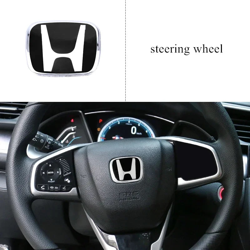 Car Logo Badge Front Grille Trunk Steering Wheel Decoration Accessories For Honda Fit GK5 HRV Vezel Accord Civic Cars Emblem