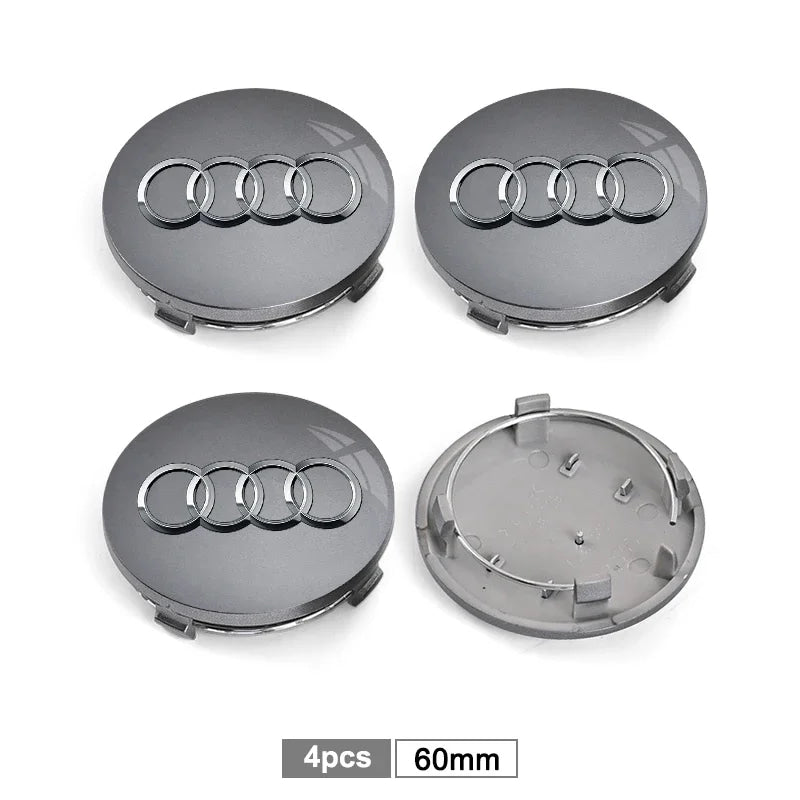 For Audi A8 A5 A6 C5 C6 C7 A7 A1 A3 A4 B5 Q3 Q5 Q7 TT 4pcs 60mm 61mm 68mm 69mm Car Wheel Hub Center Caps Rim Cover Accessories