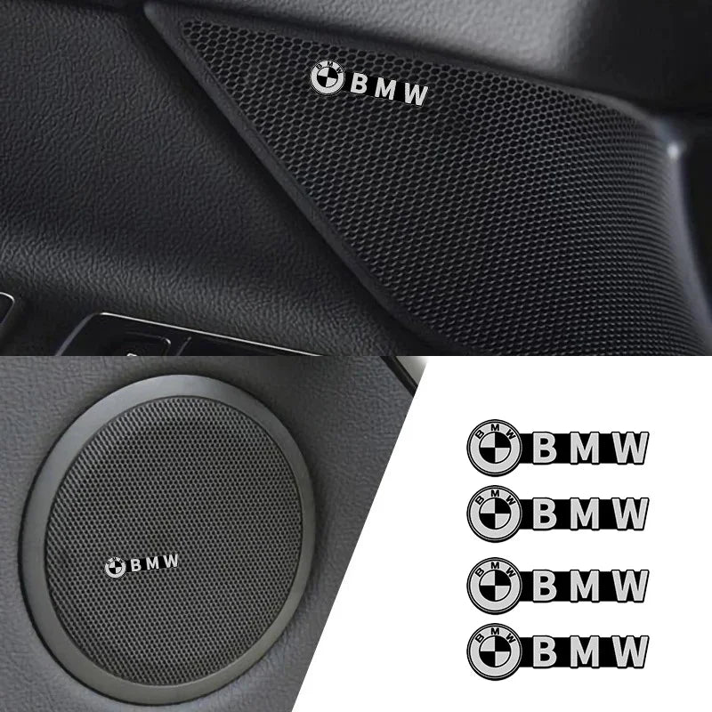 4Pcs Aluminum 3D Speaker Audio Emblem Sticker Decals For BMW M 3 4 5 7‑Series F10 F30 G20 G22 G23 G26 G30 G32 X1