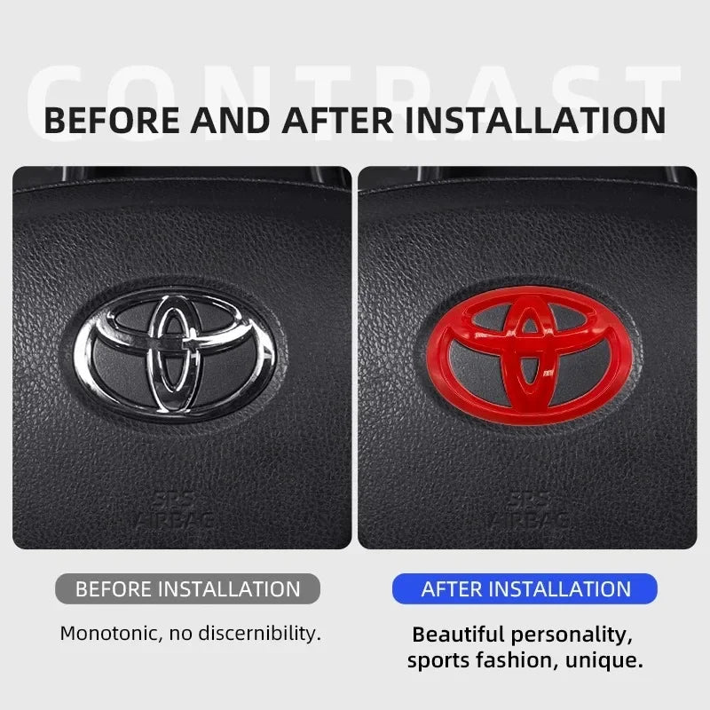 1PC Car Steering Wheel Decorative Sticker 6.5X4.5cm Carbon fiber Emblem For Toyota Hilux Prius Avensis Verso Corolla Camry