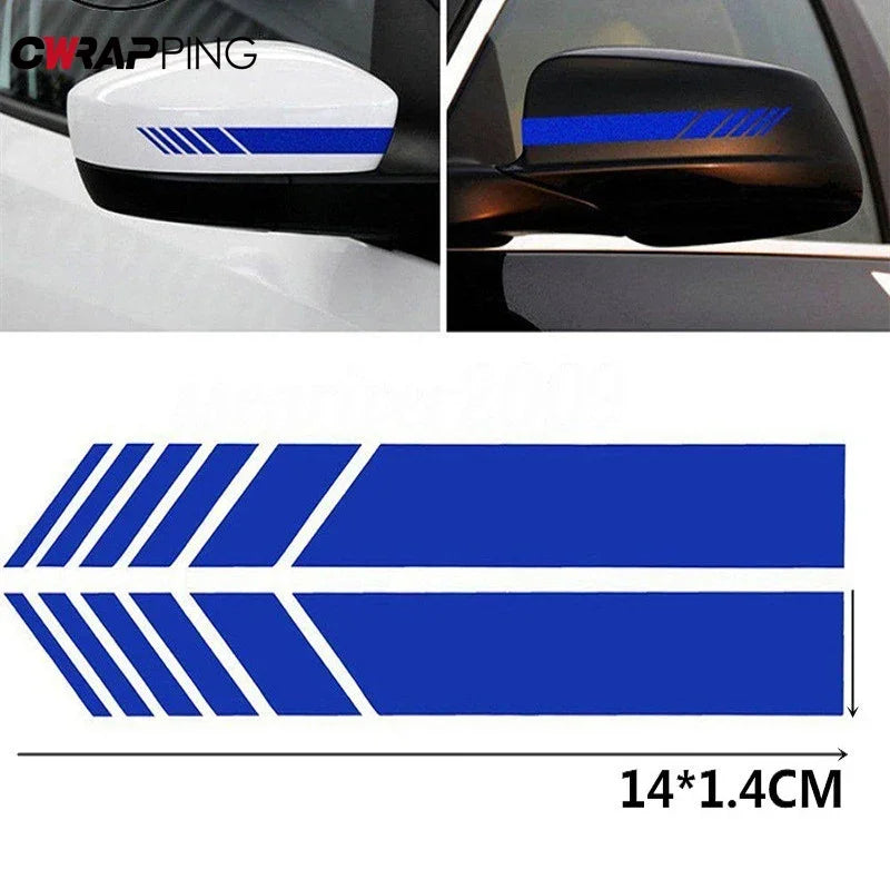 Pegatinas de rayas para espejo retrovisor de coche, calcomanías de vinilo reflectantes, decoración de moda, pegatina impermeable, accesorios exteriores
