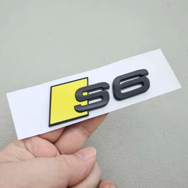 3D ABS Glossy Yellow Black S3 S4 S5 S6 S7 S8 Car Emblem Decal Badge Sticker For Audi A3 A4 A5 A6 A7 A8 Decorative Accessories