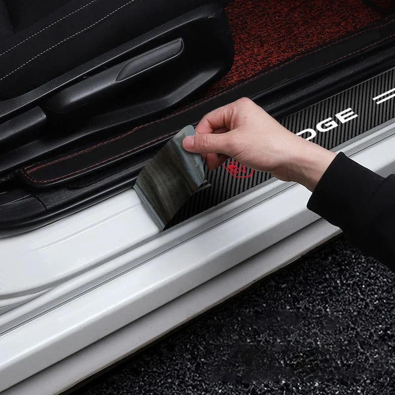 4Pcs Car Door Threshold Protector Sticker Emblem Decal Auto Accessories  For Dodge Durango Caliber Dakota Neon SXT Nitro Ram SRT