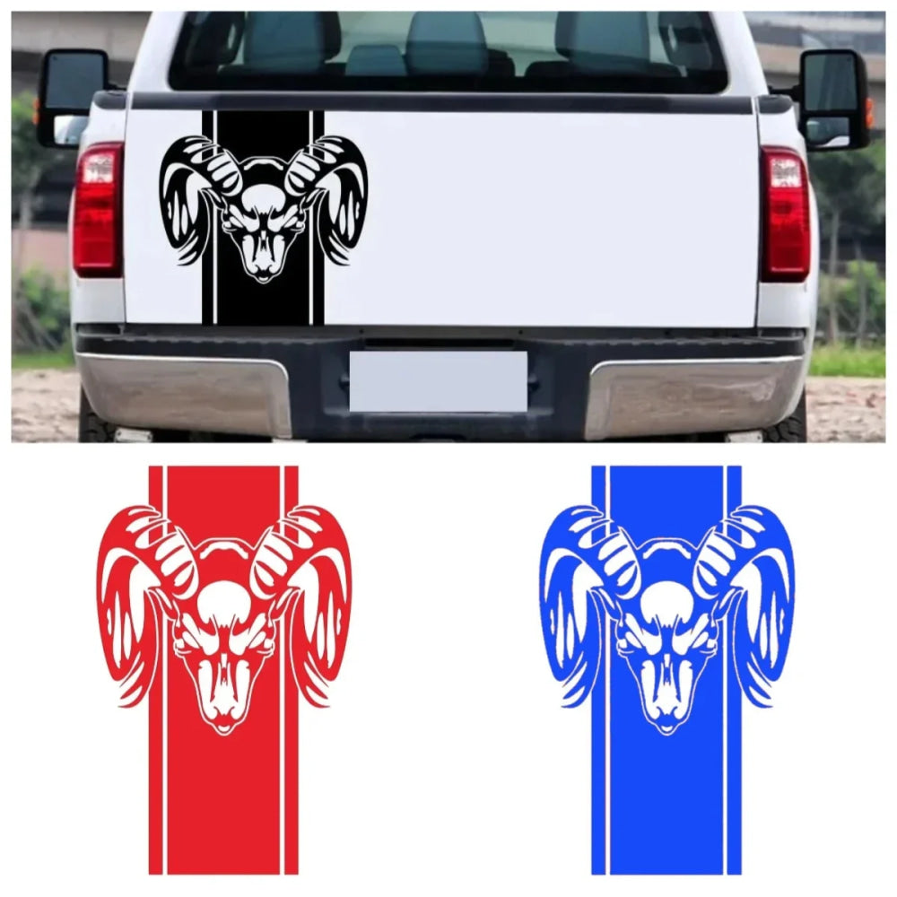 Ram Skull Stripe Waterproof Vinyl Truck Stickers Tailgate Decals Fit Dodge Ram 1500 2500 3500 Rebel Mopar Exterior Decor