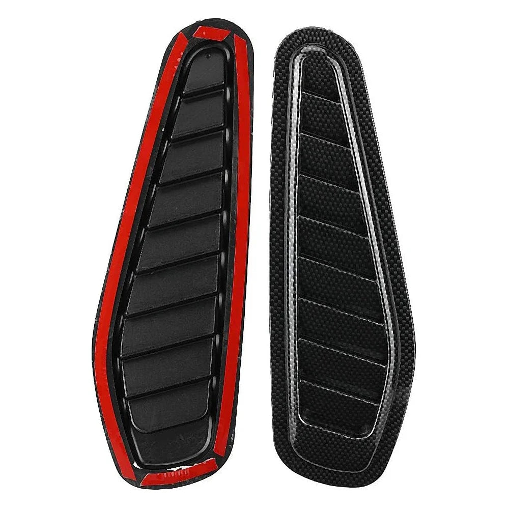 1Pair Universal Car Decorative Cell Air Flow Intake Hood Scoop Bonnet Glossy Black Vent Cover Stickers Decoration Styling