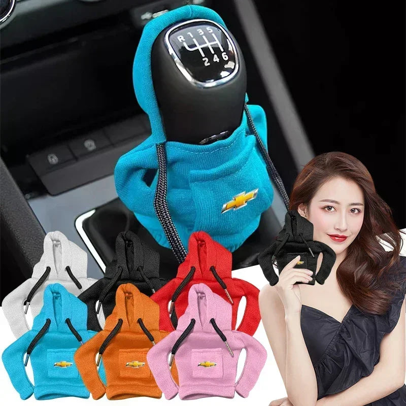 Fashion Car Decor Dust Proof Car Shift Knob Hoodie Handle Cover For Chevrolet Silverado Impala Malibu Equinox Cruze Camaro