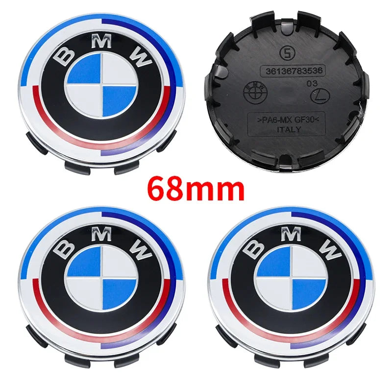 4Pcs 56mm 68mm Carbon Fiber Wheel Center Hub Caps 50th Anniversary Emblem for BMW M Power X5 E46 E90 F10 F30 G20