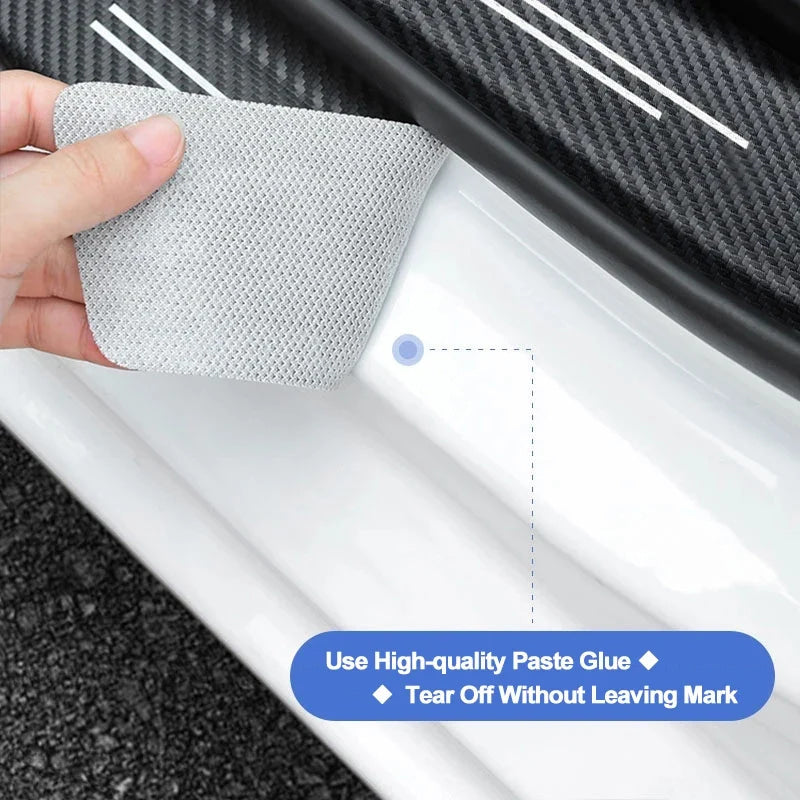 1/4/5Pcs Car Door Sill Scuff Plate Decor Carbon Fiber Stickers For Ford ST Line Focus Fiesta Shelby Edge Mondeo Explorer Transit