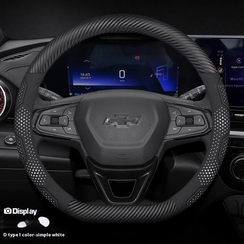 For Chevrolet Cruze Bolt Aveo Spark Onix capti Cavalier Carbon fiber Suede Microfiber Car Steering Wheel Cover Auto Accessories