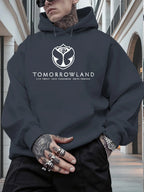 2025Men'S Hoodie with "TOMORROWLAND" Graphic - Casual Pullover Sweatshirt Long Sleeve Regular Fit Fall/Winter Casual Wear Hoodie