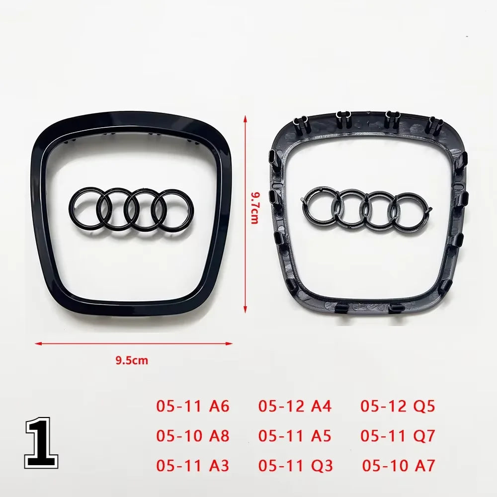 Automobile Steering Wheel Logo Bright Frame Strip Electroplated Car Logo Sticker For Audi A3 A4 B8 8P B9 8V A5 A6 C7 A7 Q3 Q5 Q7
