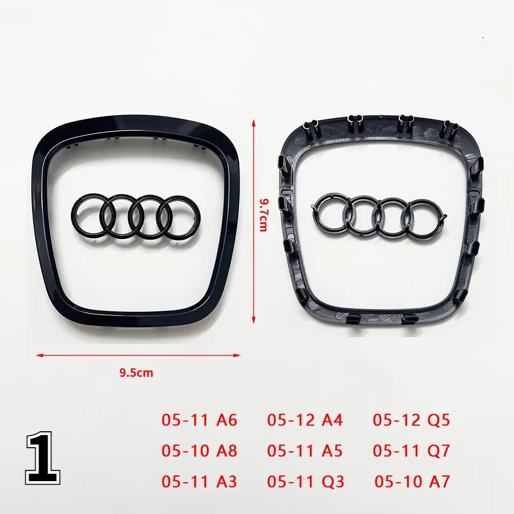 Automobile Steering Wheel Logo Bright Frame Strip Electroplated Car Logo Sticker For Audi A3 A4 B8 8P B9 8V A5 A6 C7 A7 Q3 Q5 Q7