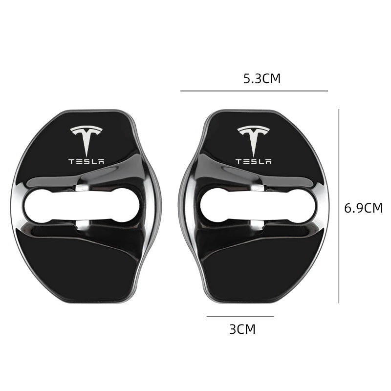 4pcs Metal Auto Door Lock Protective Cover Car Styling auto Accessaries sticker For Tesla model 3 model X Y