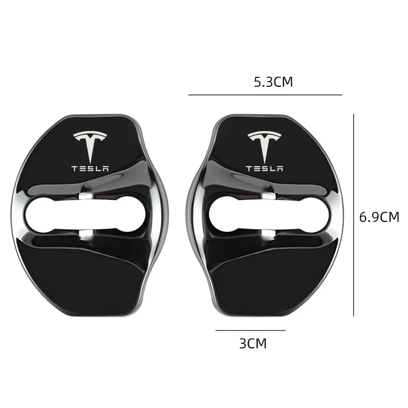 4pcs Metal Auto Door Lock Protective Cover Car Styling auto Accessaries sticker For Tesla model 3 model X Y