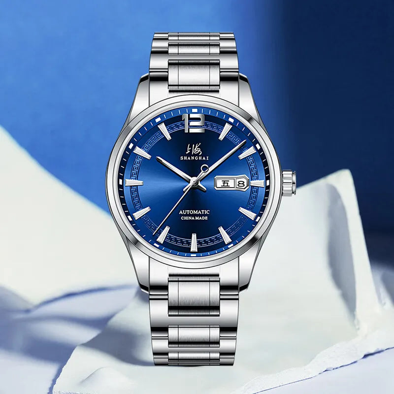 Shanghai Watch Business Men's Mechanical Watches 39mm Automatic Wristwatch 316L Stainless Steel Sapphire Glass reloj hombre 706