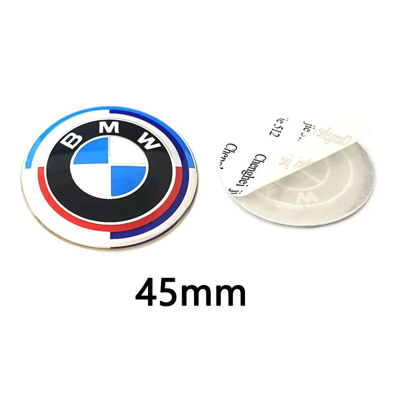 1/4/7Pcs Car Wheel Hub Center Cover Steering Wheel Center Sticker Auto Front Hood Trunk Logo For BMW 50th anniversary E36 E39