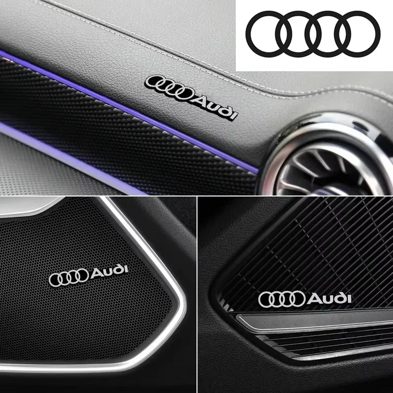4pcs 3D Aluminum Badge Emblem Sticker car audio decorate For Audi A1 A3 A4 B8 8P A6 C7 A5 Q5 B7 B6 B9 A7 A8 RS Q3 Q7 Q2 TT