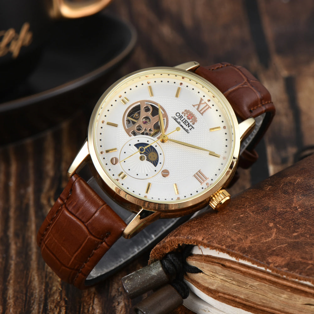 Mechanical Unisex Automatic World Time Full Function Leather Strap Water Resistant Shockproof Star Orient Series