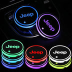2Pcs LED Car Luminous Water Cup Pad Atmosphere Light Auto Accessories For Jeep Wrangler Renegade Compass Gladiator Cherokee Patr