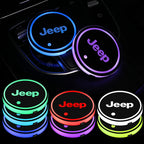 2Pcs LED Car Luminous Water Cup Pad Atmosphere Light Auto Accessories For Jeep Wrangler Renegade Compass Gladiator Cherokee Patr
