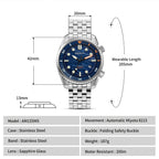 BERNY Automatic Diver Watch for Men Top Luxury Sapphire 316L Steel Blue Dial 200M Waterproof Mechanical Diving Men's Watches