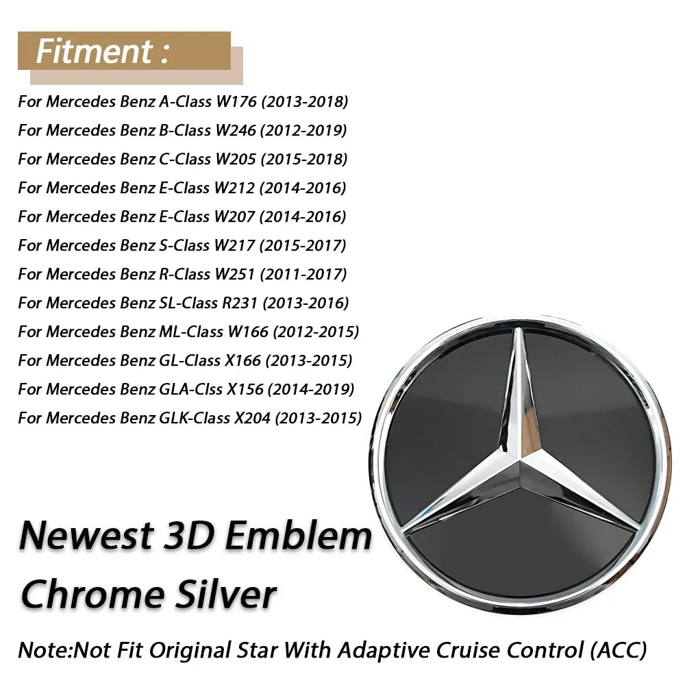 1pcs For Mercedes Benz B/C/E/S W176 W246 W205 W212 W207 W217  W166 X166 X156 X204 Front Grille Emblem Star Badge