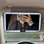Espejos interiores de coche, placa de visera solar, espejo de maquillaje LED HD para niñas y mujeres, luz de relleno recargable, espejo de tocador fino Universal