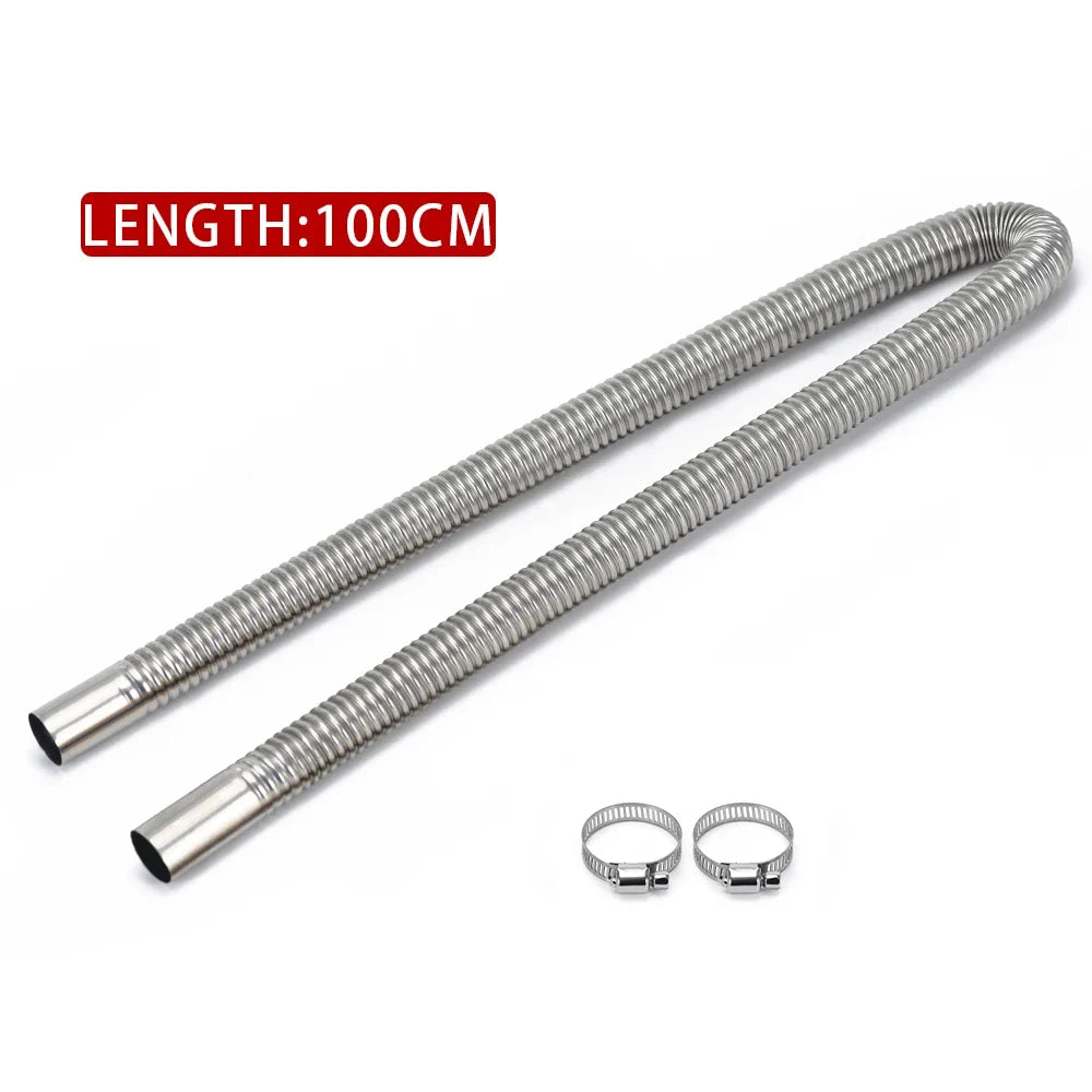 60cm - 300cm Air Diesel Parking Heater Stainless Steel Exhaust Pipe Tube Gas Vent Hose Car Truck VAN With 24mm Bore Car Muffler