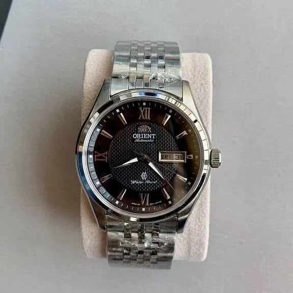 Orient Two-Tone Automatic Watch Multi-Color Dial Roman Numerals Day-Date Steel Band 50M Water Resistant Men's Classic Wristwatch
