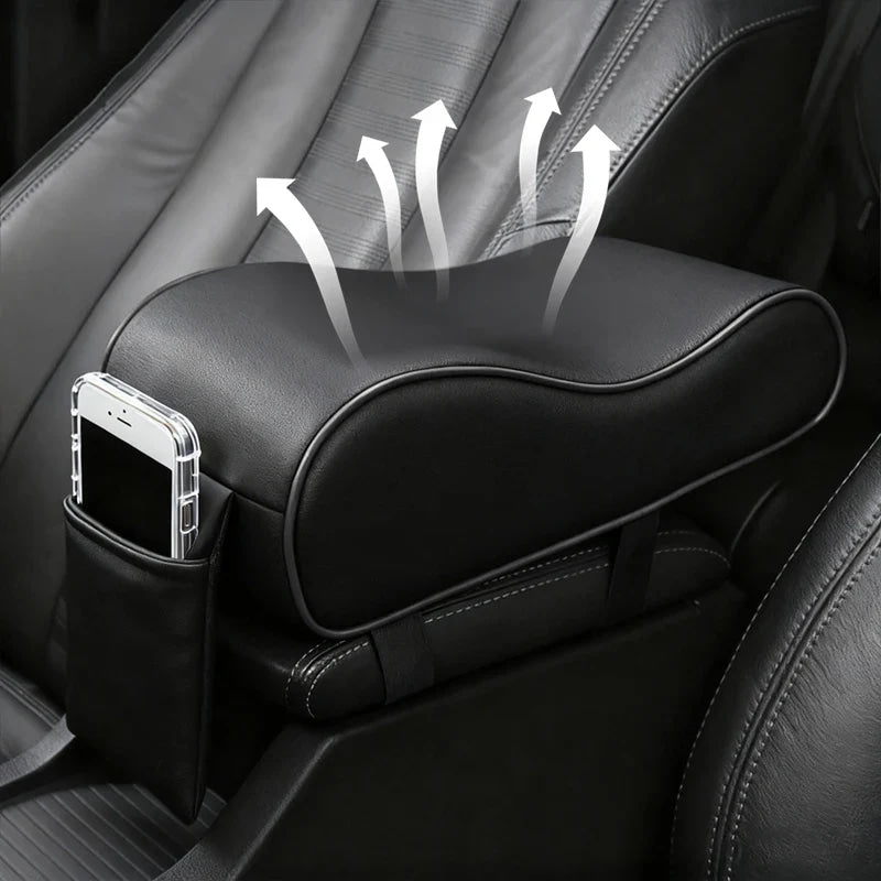 Almohadilla para reposabrazos de coche, cojín de protección de consola Central de cuero para coche, caja de almacenamiento de reposabrazos de espuma viscoelástica gruesa con bolsillo