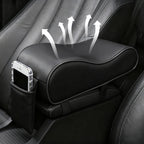 Almohadilla para reposabrazos de coche, cojín de protección de consola Central de cuero para coche, caja de almacenamiento de reposabrazos de espuma viscoelástica gruesa con bolsillo