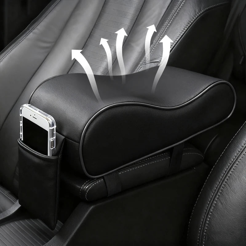 Almohadilla para reposabrazos de coche, cojín de protección de consola Central de cuero para coche, caja de almacenamiento de reposabrazos de espuma viscoelástica gruesa con bolsillo